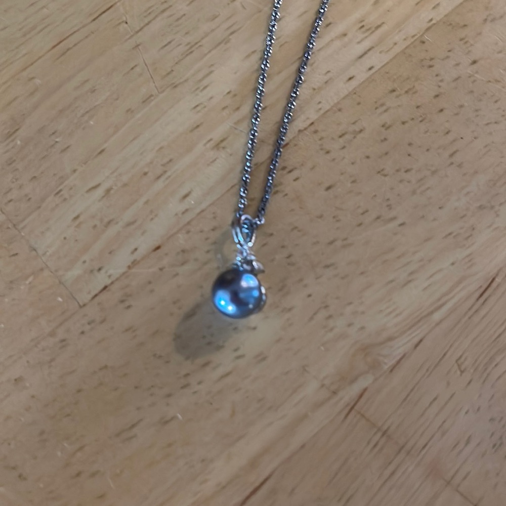 Black pearl & diamond necklace